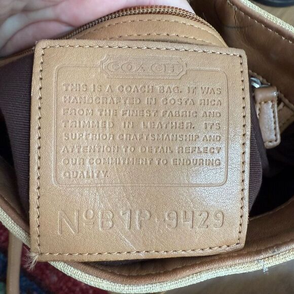 Rare Vintage Coach 9429 Bonnie Bucket Linen Leather Tan Cream Satchel Small Tote - Picture 9 of 10